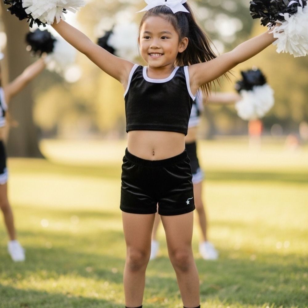 Destira Girls Performance Shorts Youth Size small Black Cheer Dance Gymnastics‎